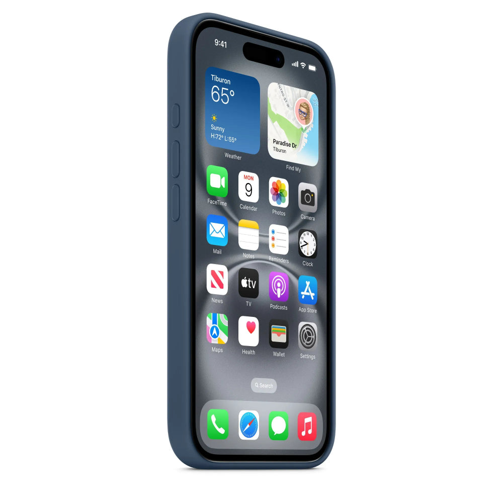 Funda de silicón con MagSafe para el iPhone 16 - Azul denim