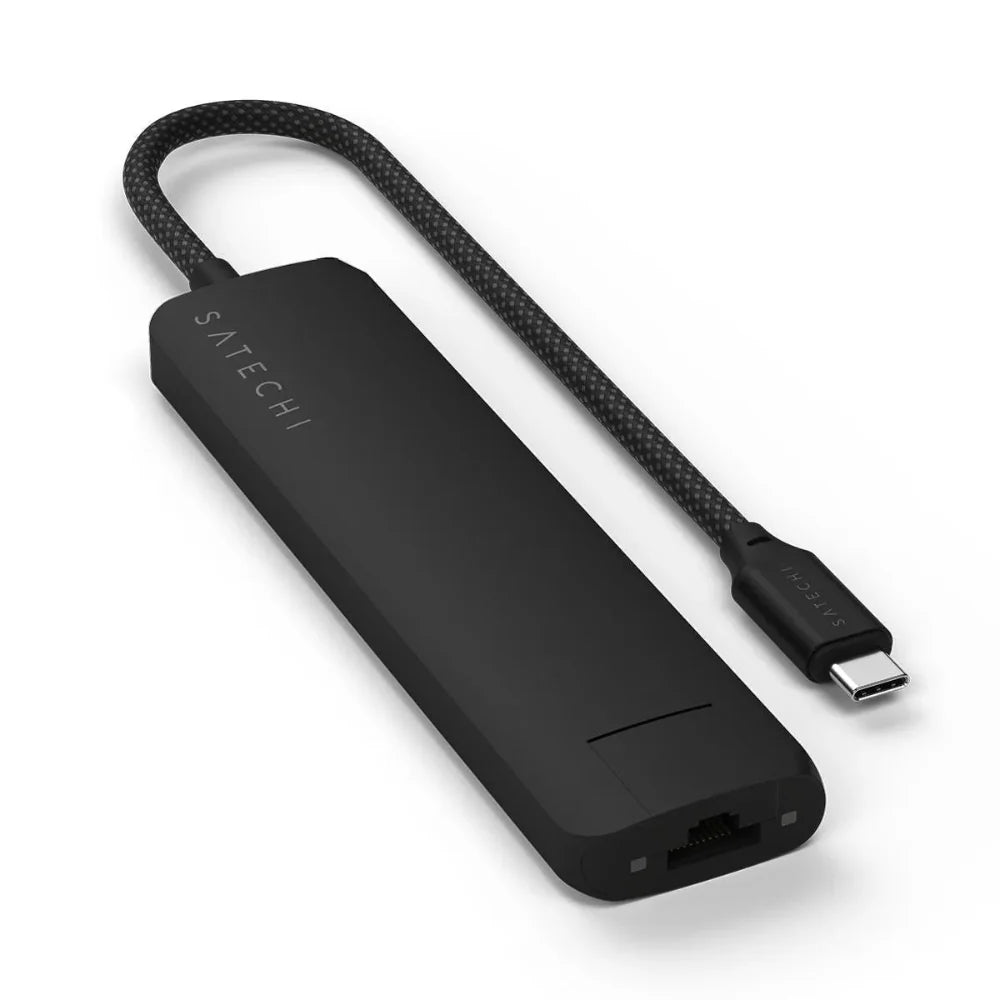 Adaptador Slim Satechi USB-C Ethernet HDMI 2 USB-A - Negro