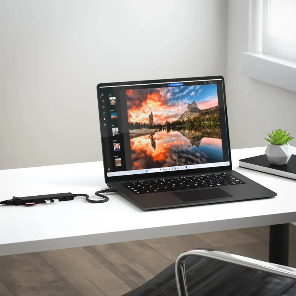 Adaptador Slim Satechi USB-C Ethernet HDMI 2 USB-A - Negro