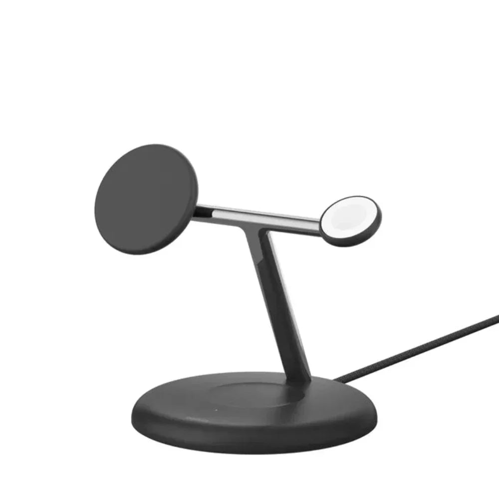 Base de carga inalámbrica magnética Belkin 3 en 1 con Qi2 de 15 W - Negro