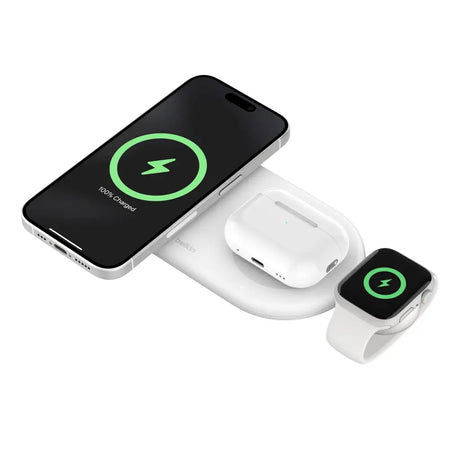 Base de Carga Magnética Belkin 3 en 1 Qi2 15W - Blanco